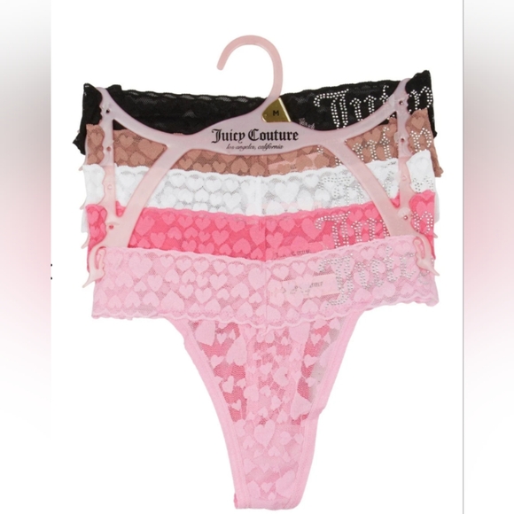 🆕 Juicy Couture Women's 5 Pk Lace Thongs - Picture 2 of 7